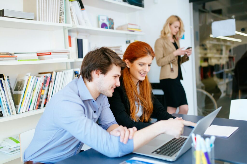 Business coworkers consulting in office