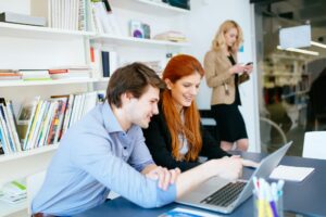 Business coworkers consulting in office