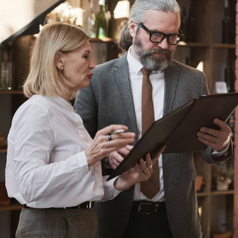 Business couple organizing the event